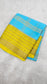 Mysore silk saree KSIC Finish in ice blue with lemon yellow checks attern