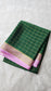 Mysore silk saree KSIC Finish in bottle green with baby pink checks pattern