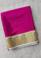 Mysore silk saree KSIC Finish in  rani pink with half white mango border