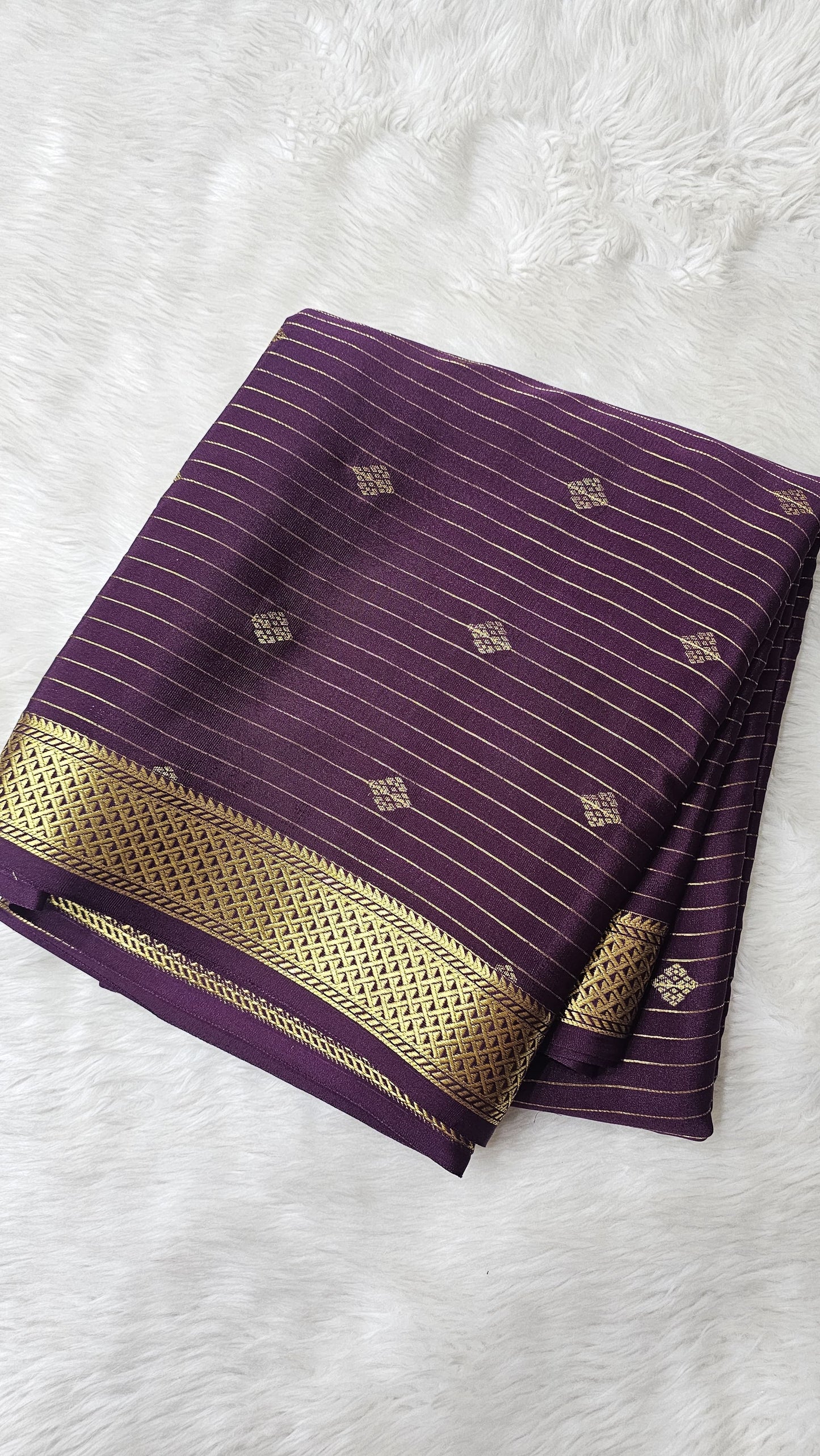 Mysore silk saree KSIC Finish in wine self striep pattern