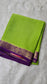 Mysore silk saree KSIC Finish in parrot  green with purple  checks pattern
