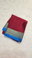 Mysore crepe silk saree with KSIC Finish in chilly red with ocean blue in peacock border