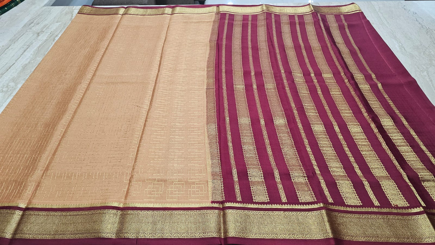 PURE MYSORE CREPE SILK SAREES CHECKS PATTERN
