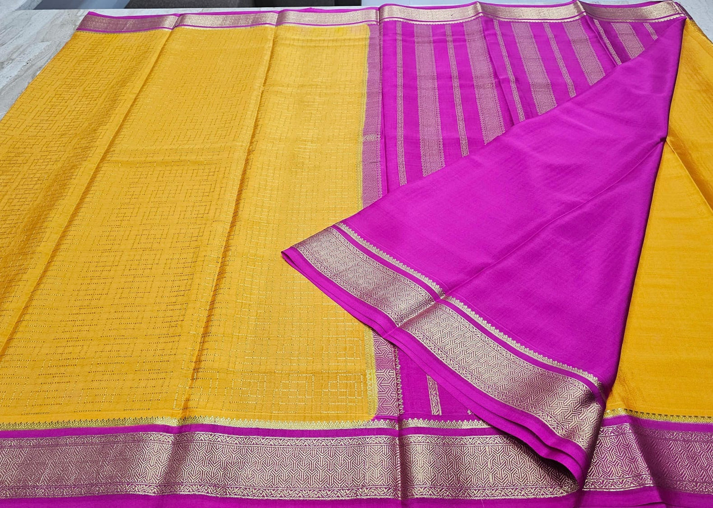 PURE MYSORE CREPE SILK SAREES CHECKS PATTERN