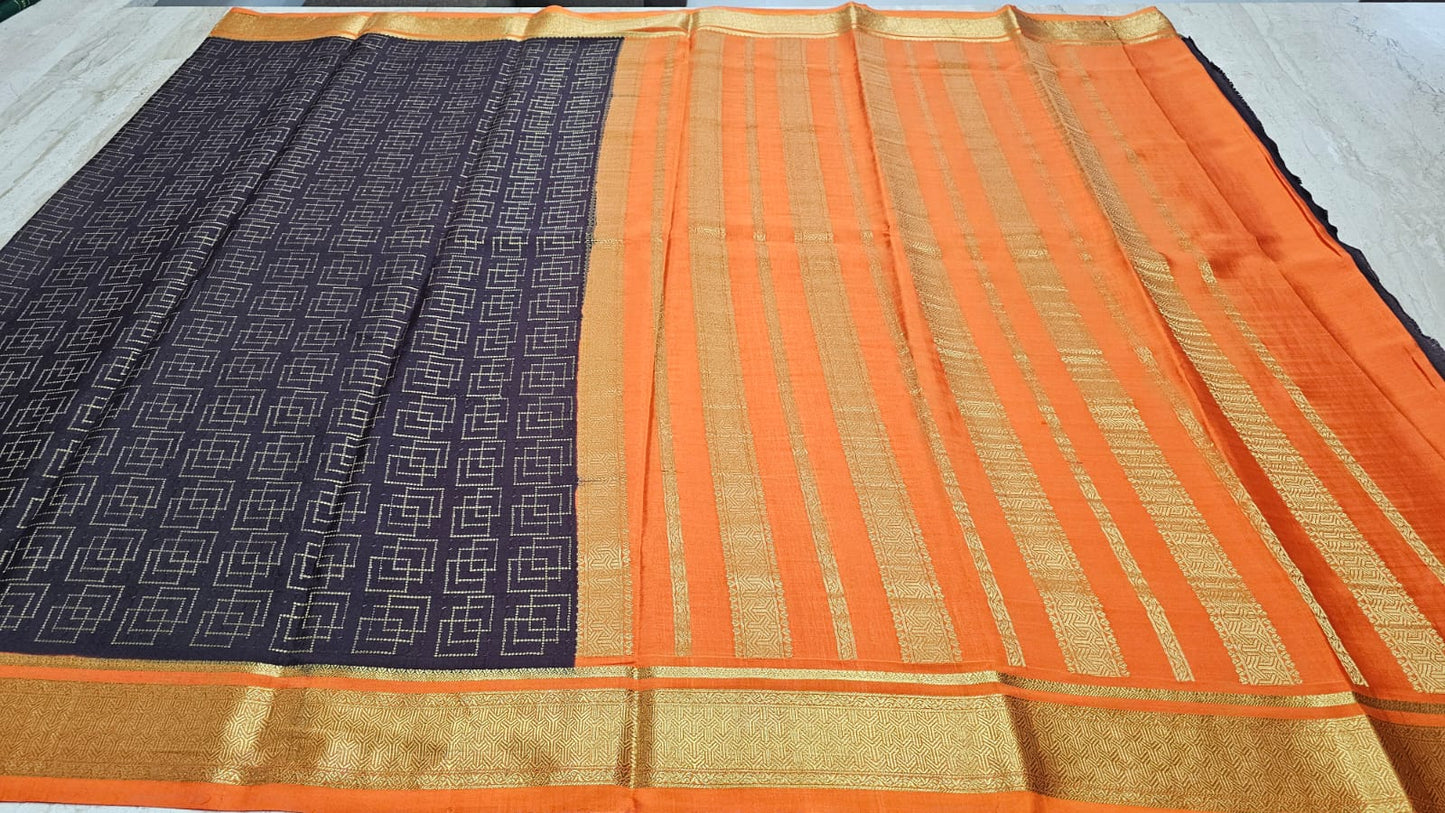 PURE MYSORE CREPE SILK SAREES CHECKS PATTERN