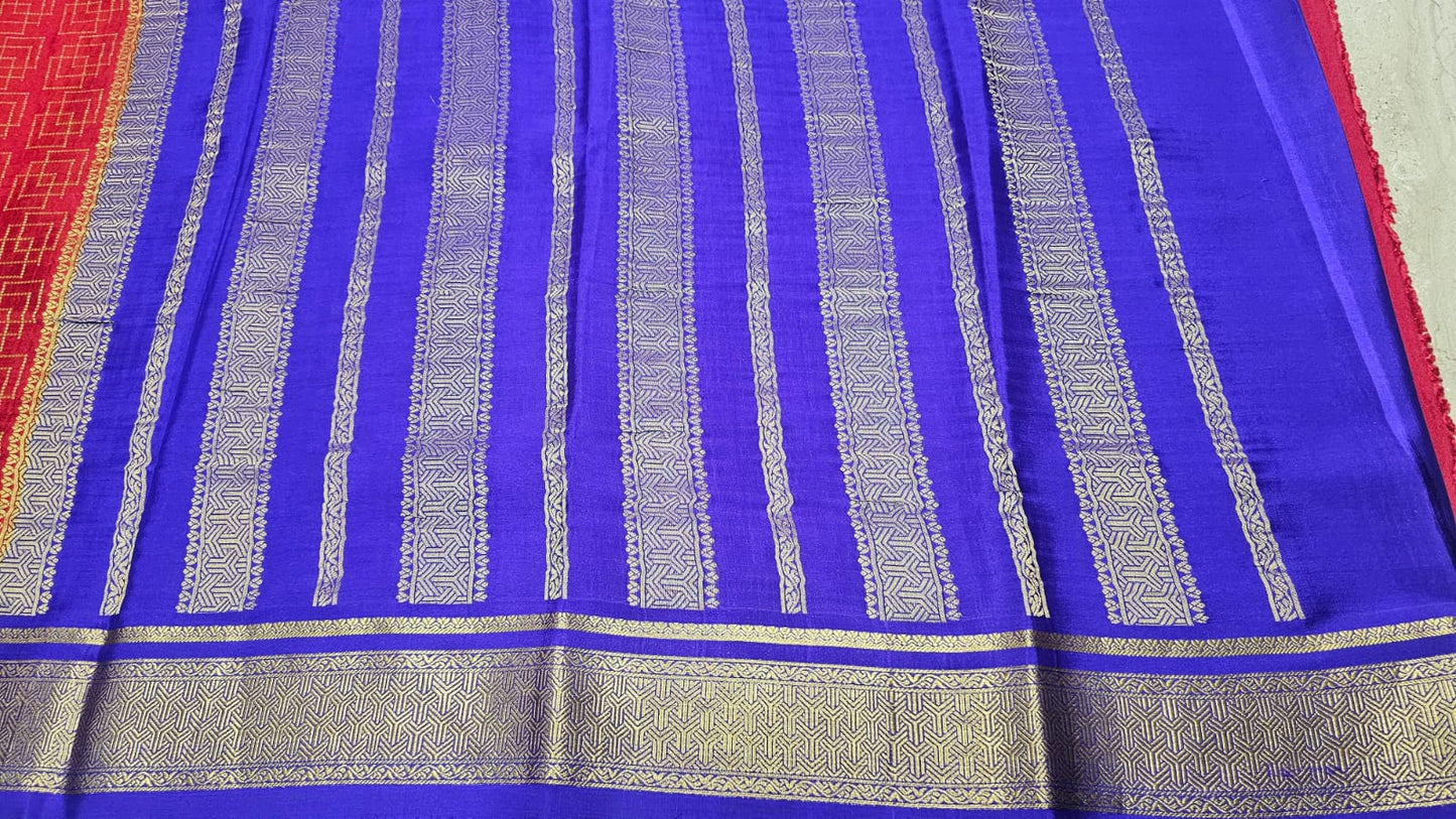 PURE MYSORE CREPE SILK SAREES CHECKS PATTERN