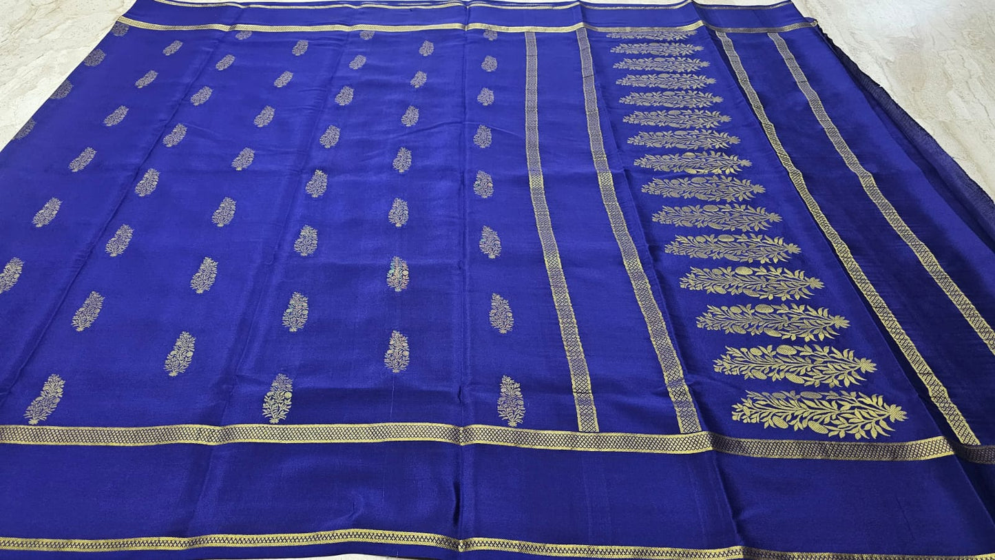 PURE MYSORE CREPE SILK SAREES  BUTTAS WITH BENTEX BORDER