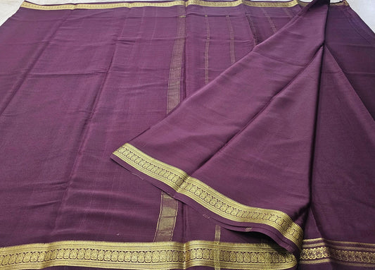 PURE MYSORE CREPE SILK SAREES WITH SMALL BORDER