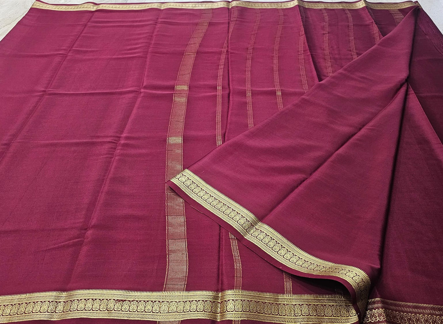 PURE MYSORE CREPE SILK SAREES WITH SMALL BORDER  PRICE