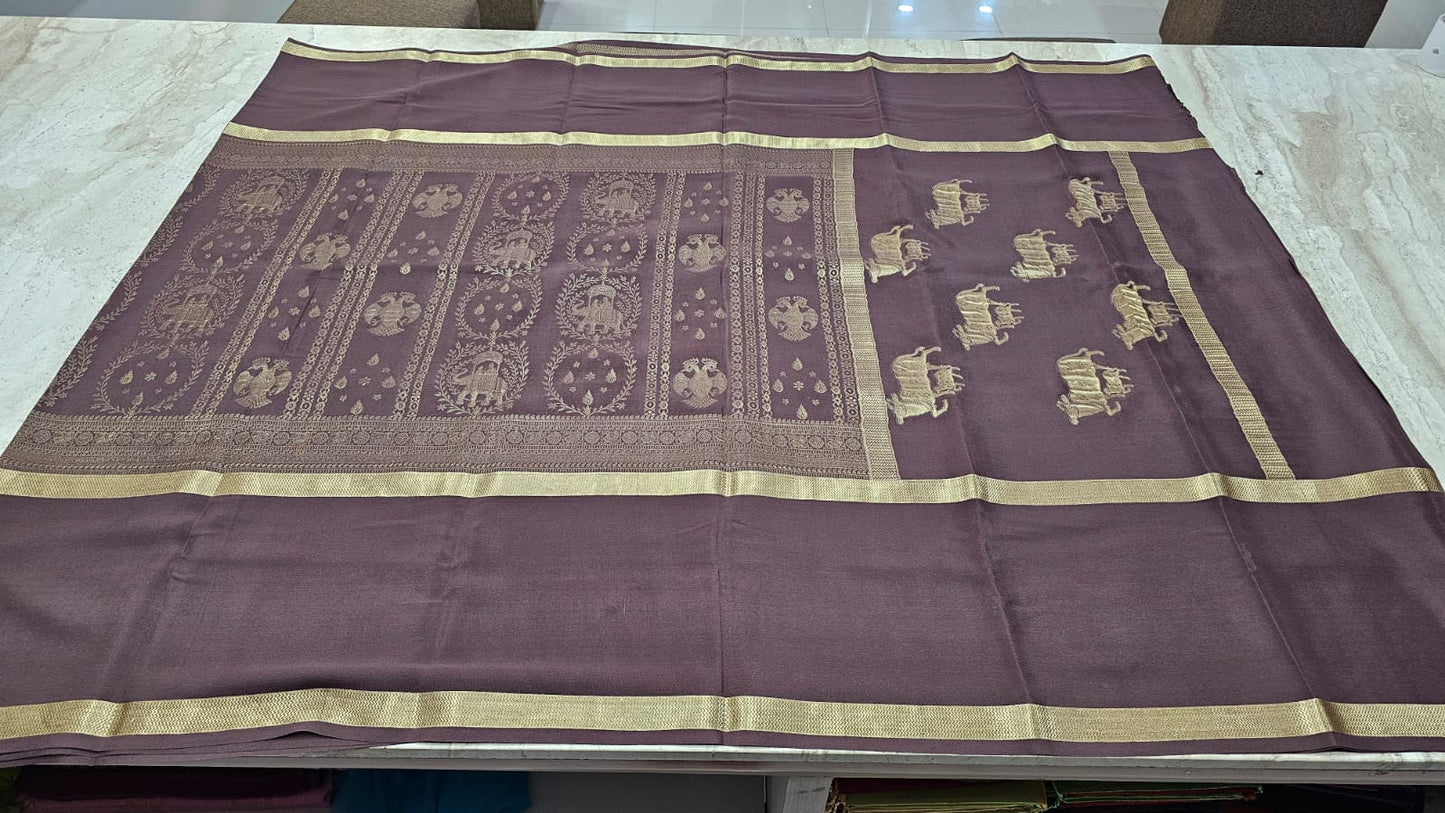PURE MYSORE CREPE SILK SAREES WITH MIDDLE BROCADE SAARE