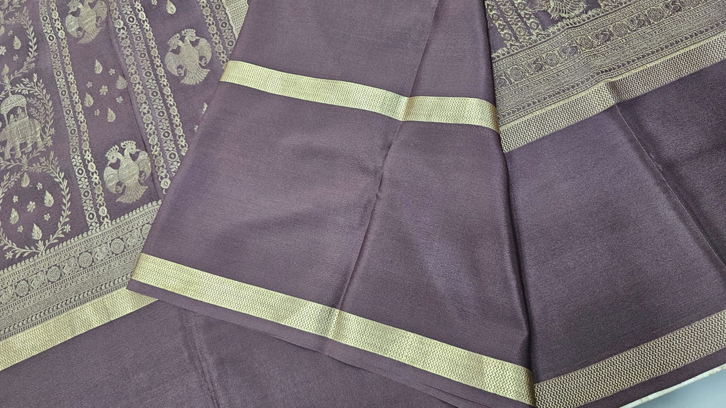 PURE MYSORE CREPE SILK SAREES WITH MIDDLE BROCADE SAARE