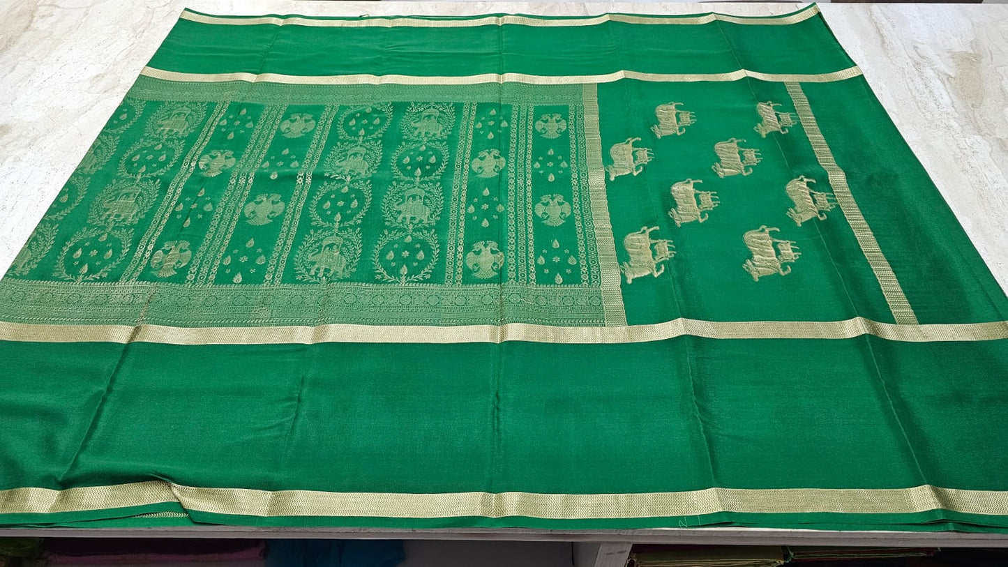 PURE MYSORE CREPE SILK SAREES WITH MIDDLE BROCADE SAARE