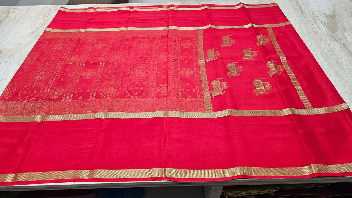PURE MYSORE CREPE SILK SAREES WITH MIDDLE BROCADE SAARE
