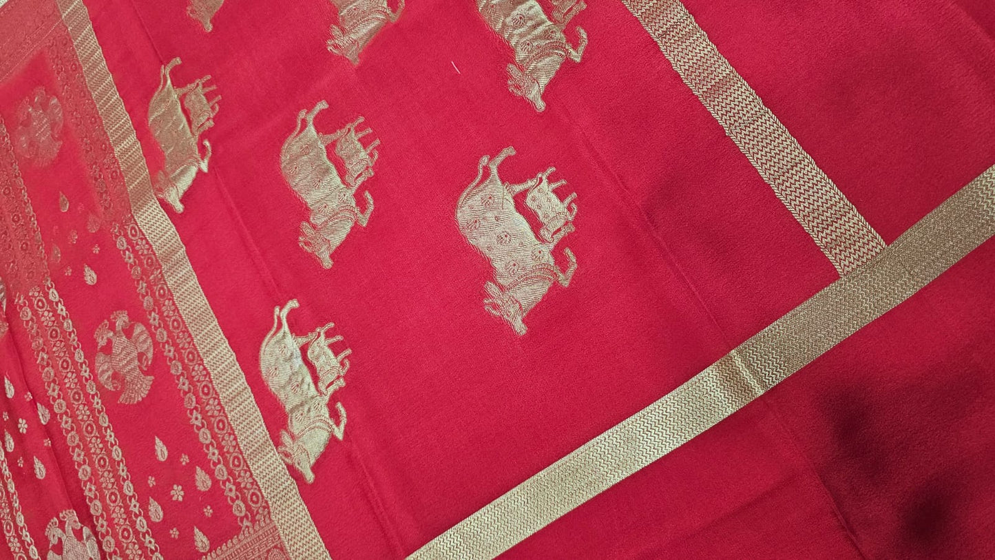 PURE MYSORE CREPE SILK SAREES WITH MIDDLE BROCADE SAARE