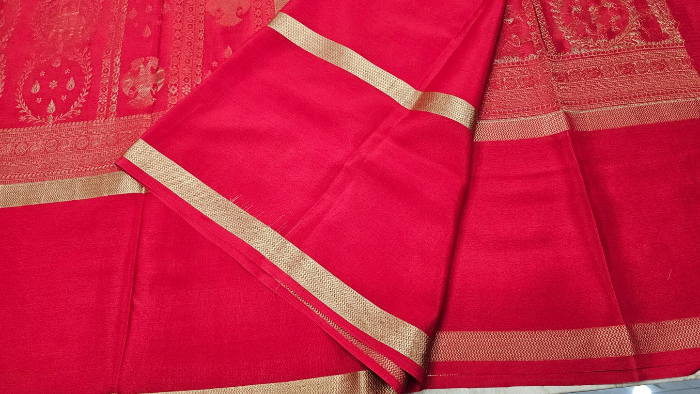 PURE MYSORE CREPE SILK SAREES WITH MIDDLE BROCADE SAARE