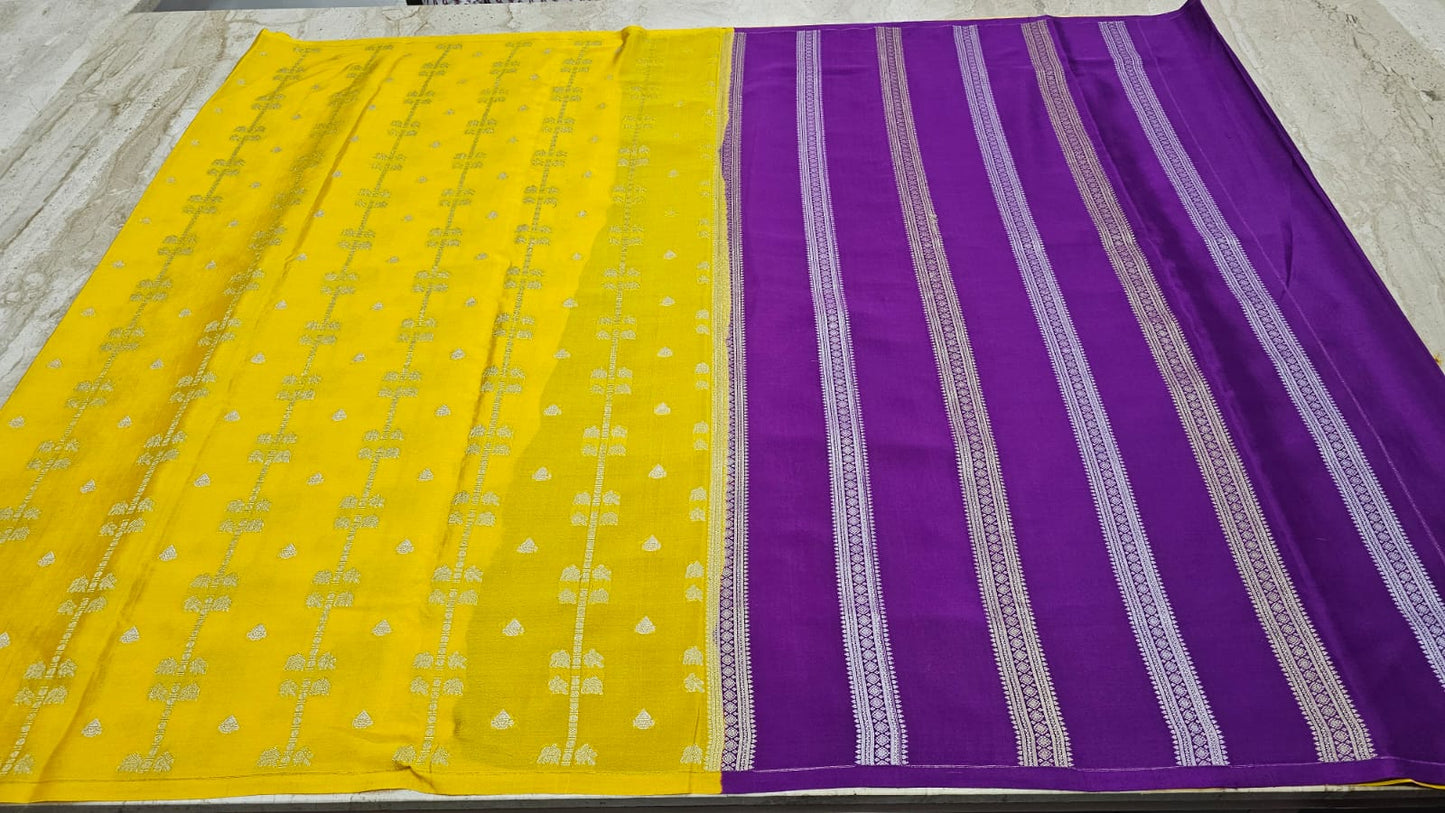 PURE MYSORE CREPE SILK SAREES WITH BORDERLESS SAARE
