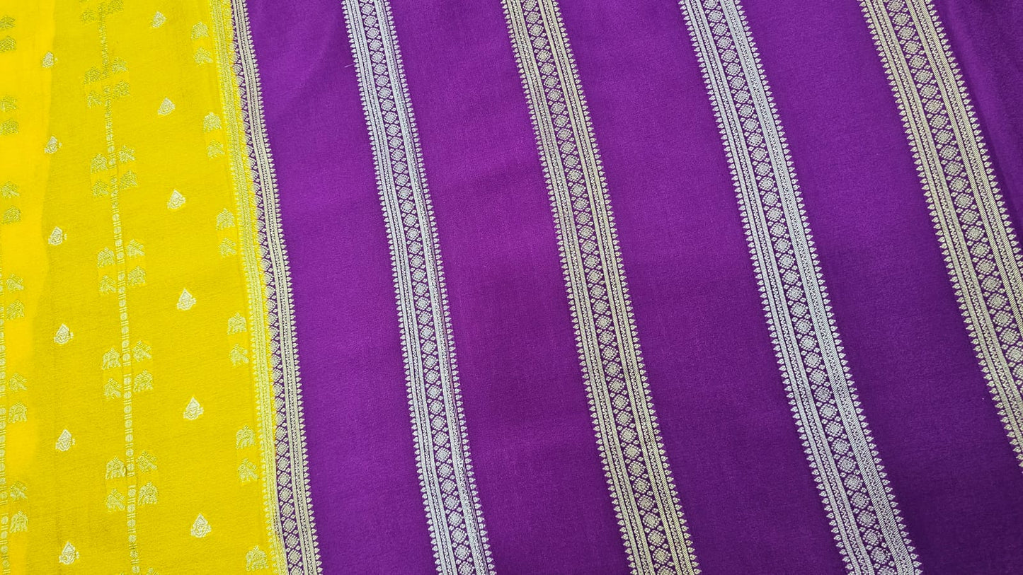 PURE MYSORE CREPE SILK SAREES WITH BORDERLESS SAARE