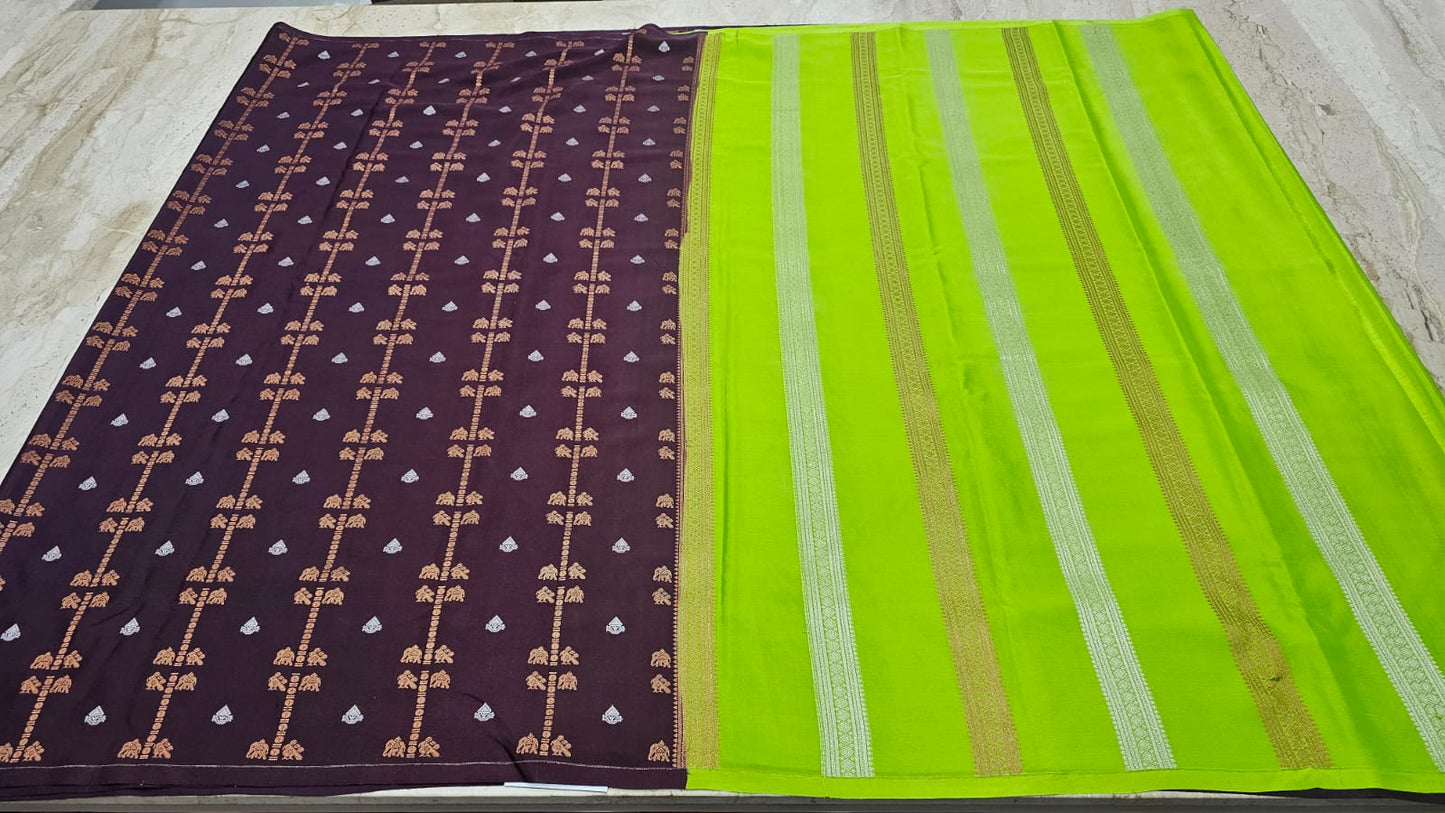 PURE MYSORE CREPE SILK SAREES WITH BORDERLESS SAARE