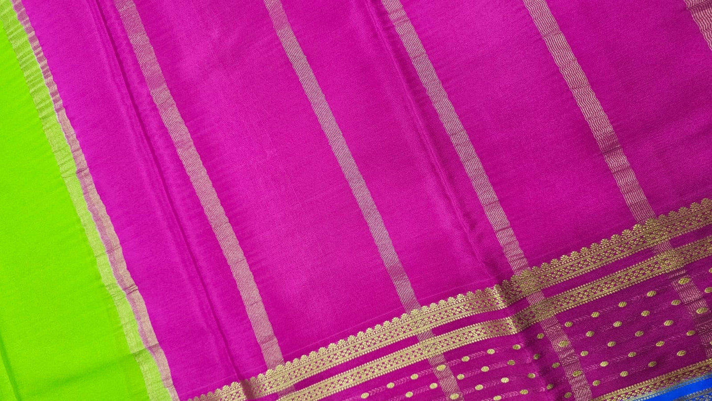 PURE MYSORE CREPE SILK SAREES WITH BORDER BUTTA SAREE