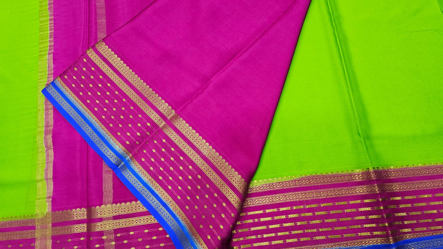 PURE MYSORE CREPE SILK SAREES WITH BORDER BUTTA SAREE