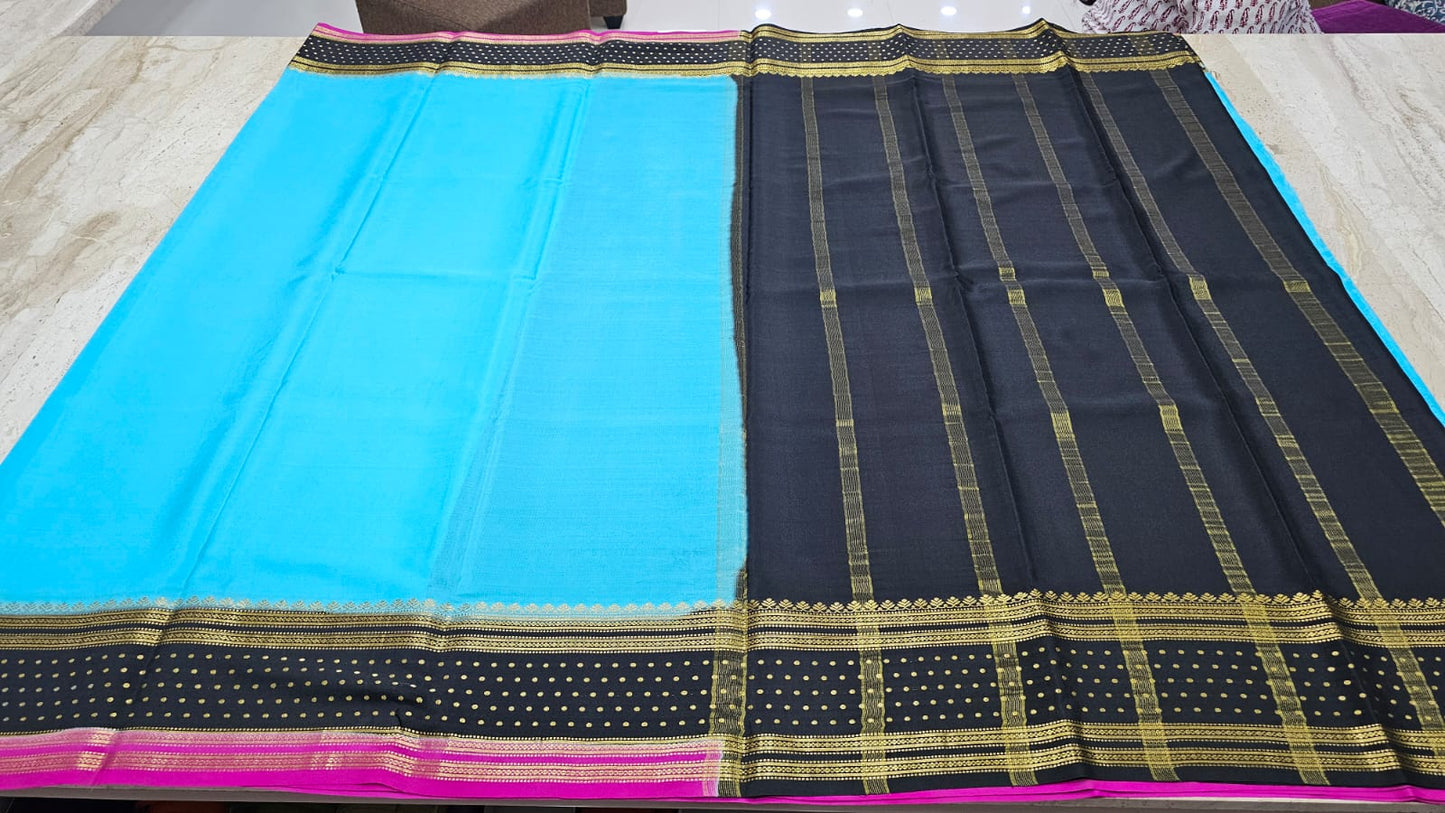 PURE MYSORE CREPE SILK SAREES WITH BORDER BUTTA SAREE