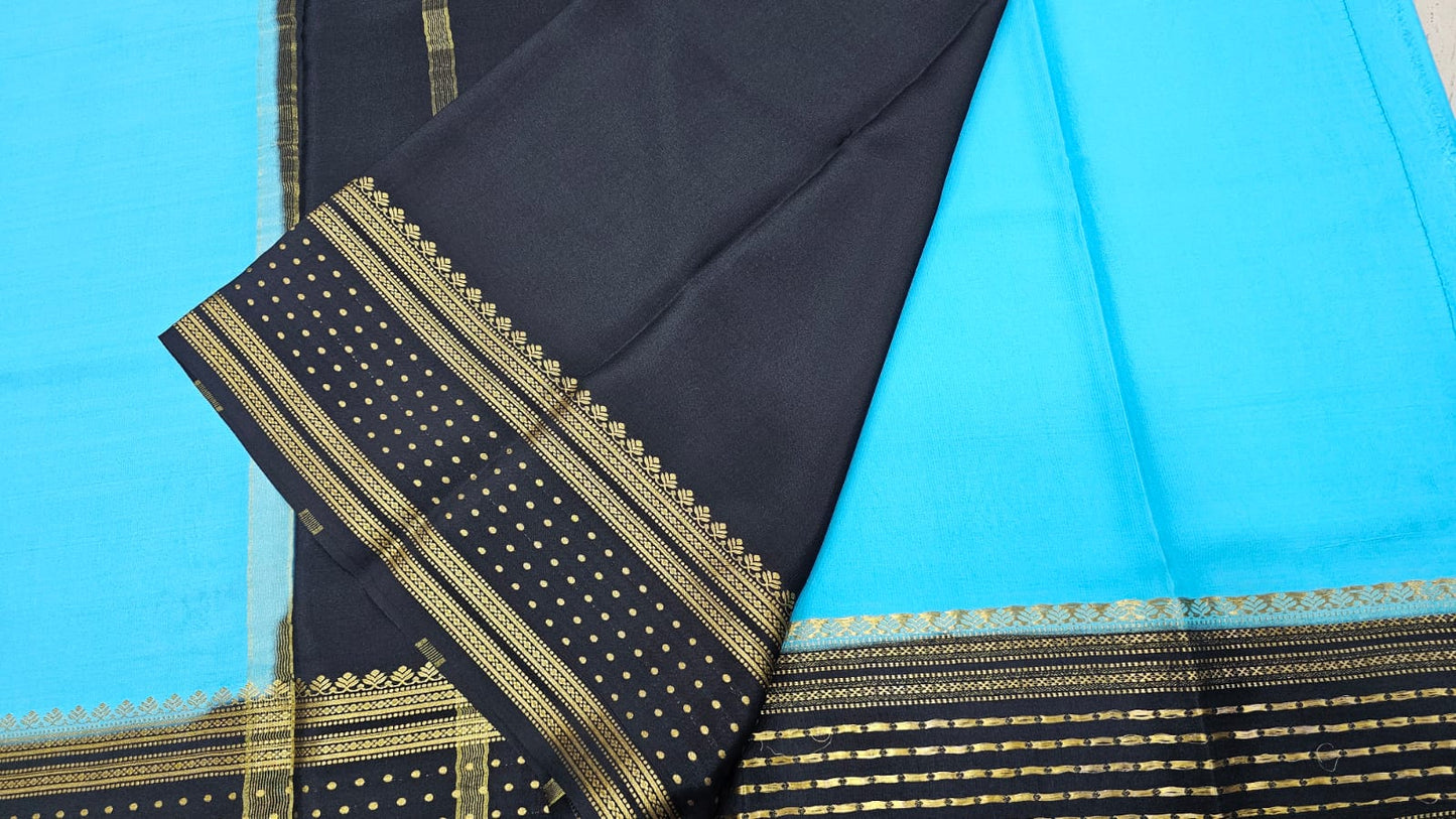PURE MYSORE CREPE SILK SAREES WITH BORDER BUTTA SAREE