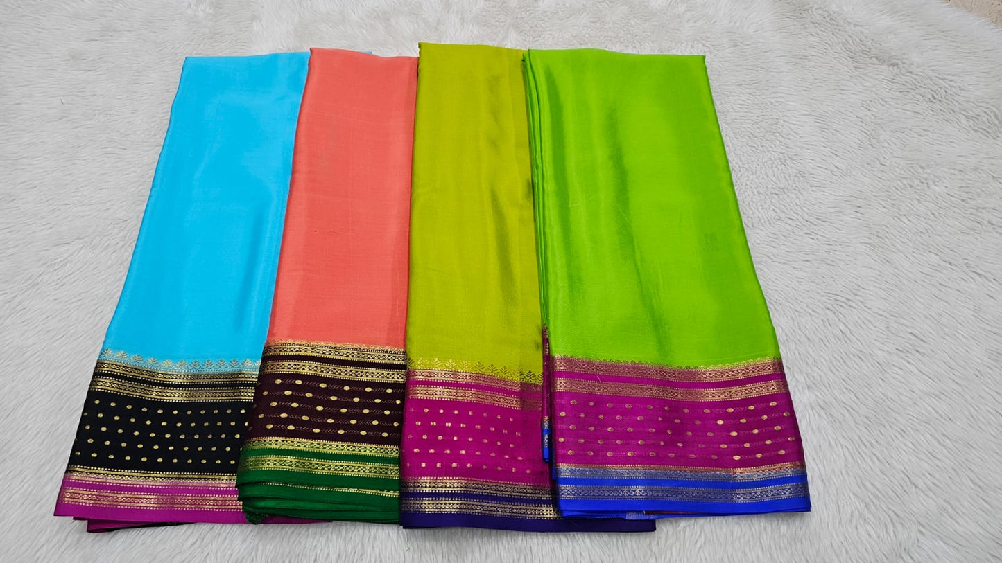 PURE MYSORE CREPE SILK SAREES WITH BORDER BUTTA SAREE