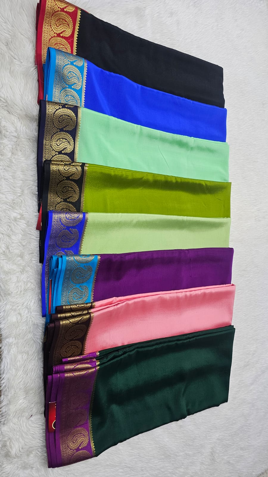 PURE MYSORE CREPE SILK SAREES WITH MANGO BORDER