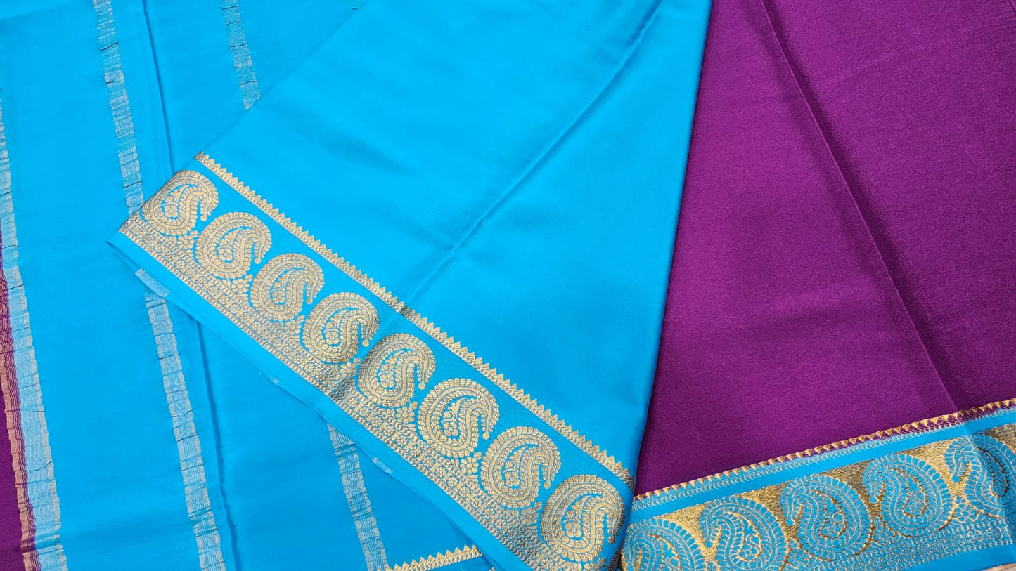 PURE MYSORE CREPE SILK SAREES WITH MANGO BORDER
