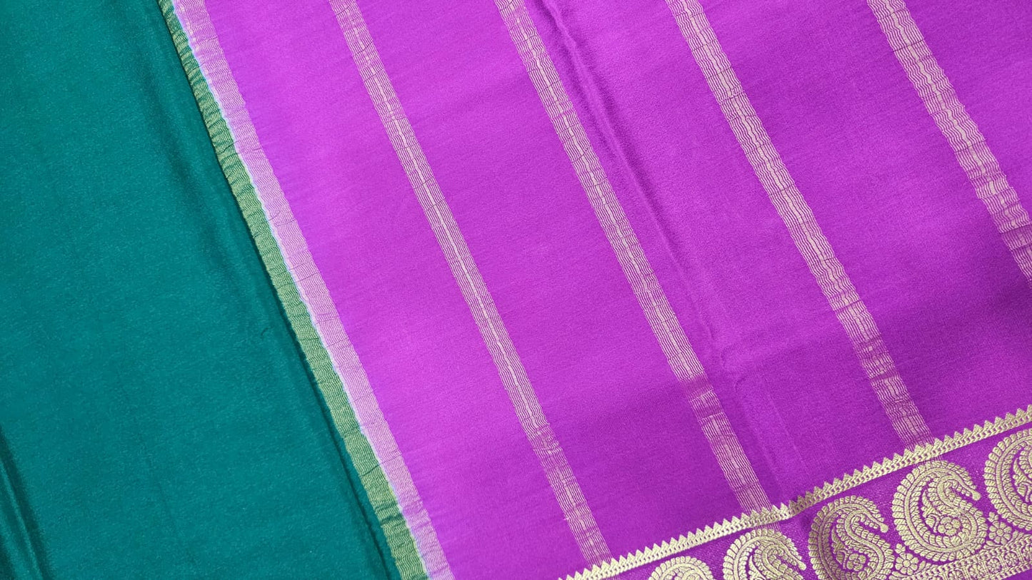 PURE MYSORE CREPE SILK SAREES WITH MANGO BORDER