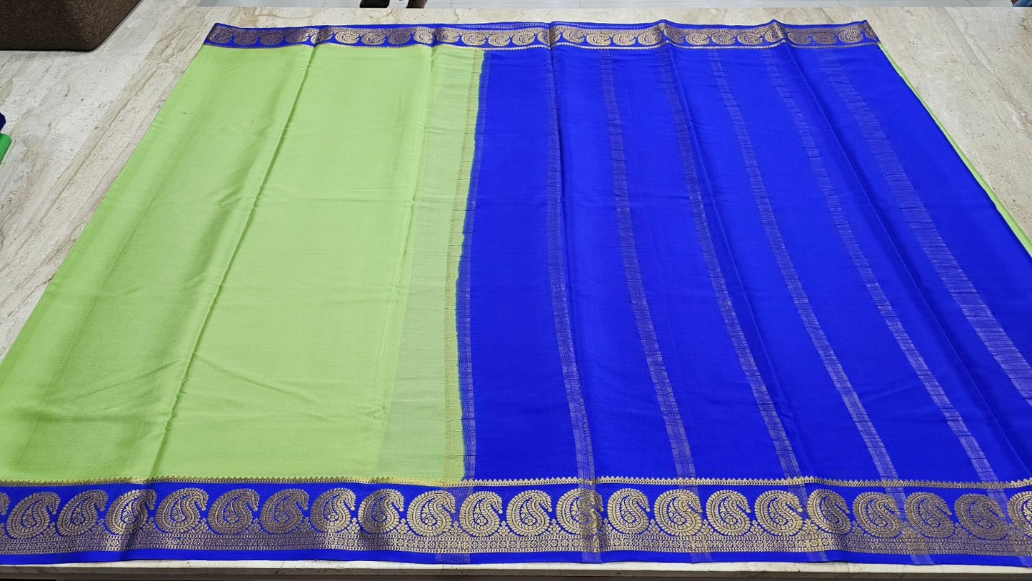 PURE MYSORE CREPE SILK SAREES WITH MANGO BORDER