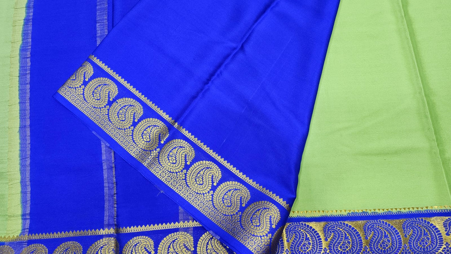 PURE MYSORE CREPE SILK SAREES WITH MANGO BORDER