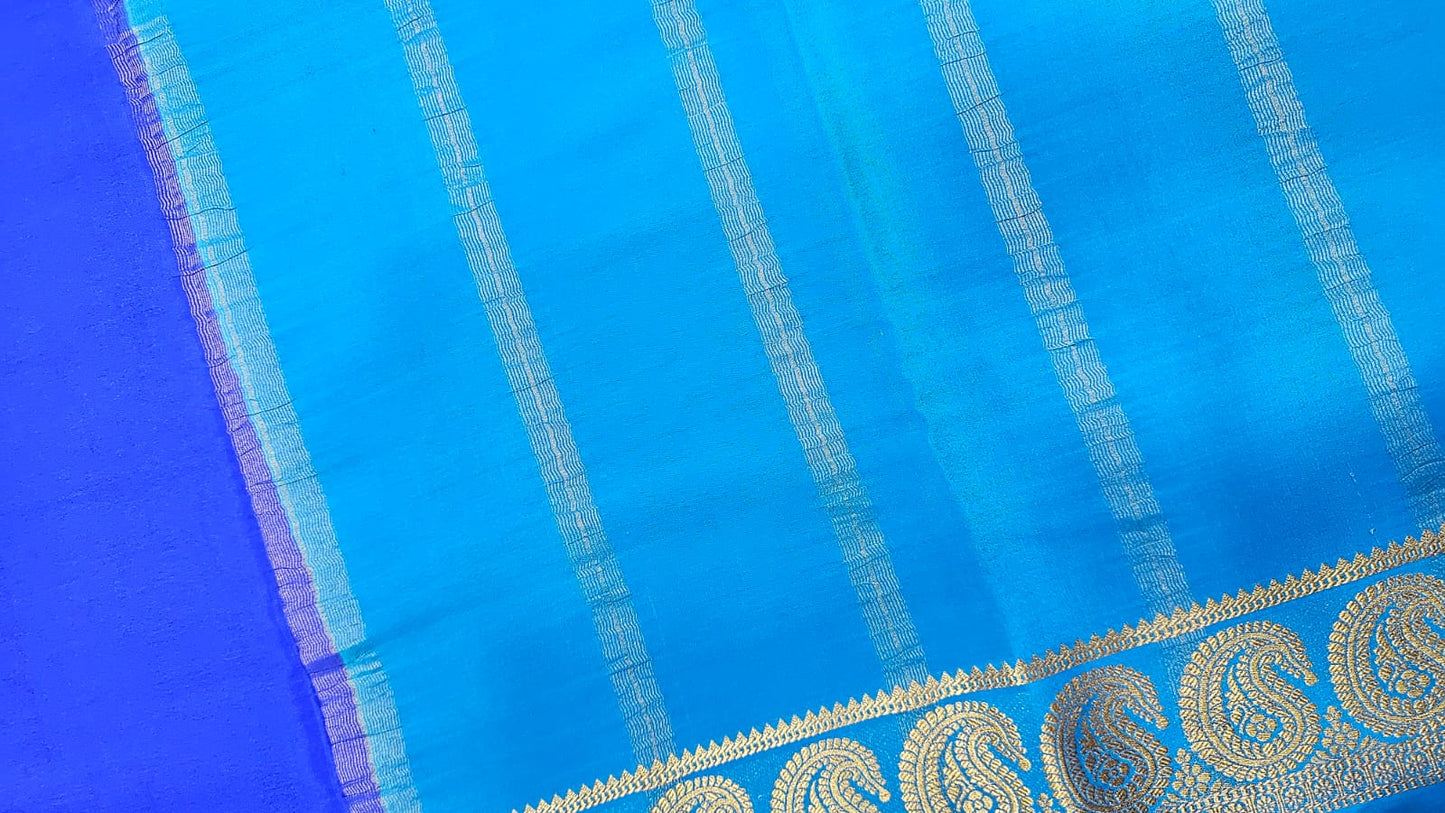 PURE MYSORE CREPE SILK SAREES WITH MANGO BORDER