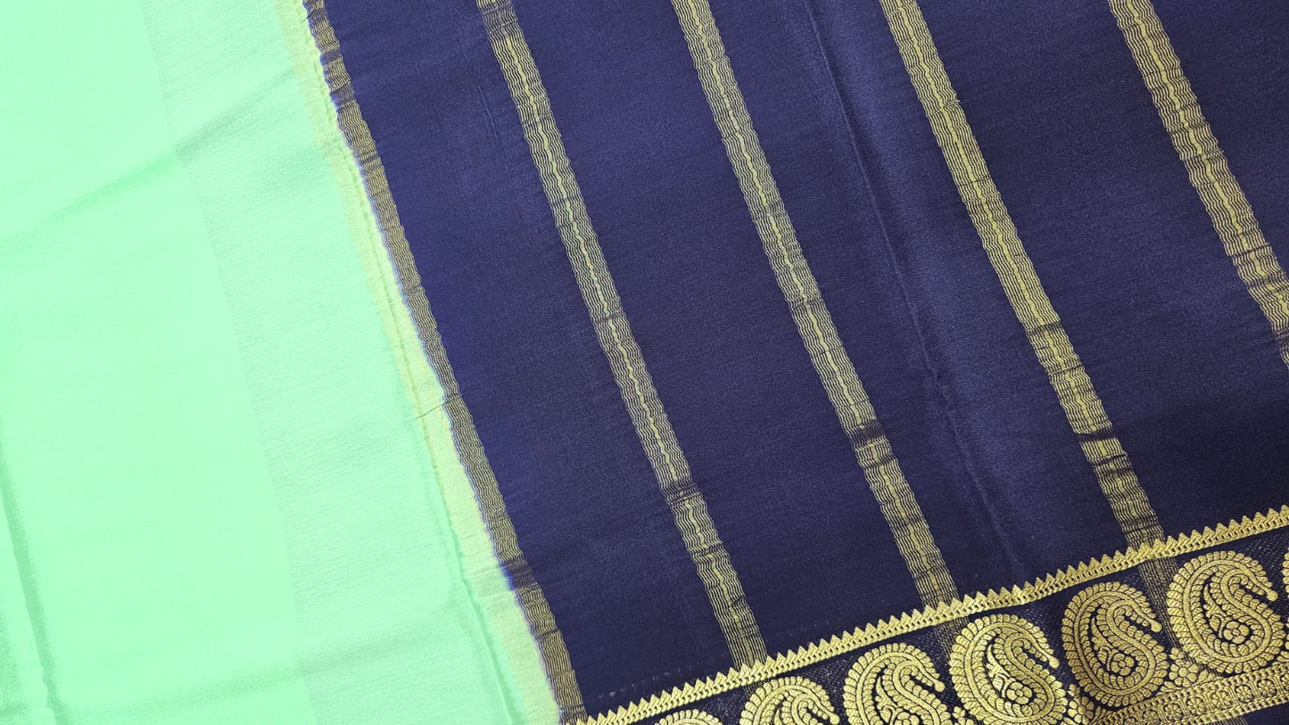 PURE MYSORE CREPE SILK SAREES WITH MANGO BORDER