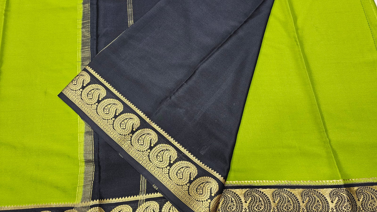 PURE MYSORE CREPE SILK SAREES WITH MANGO BORDER