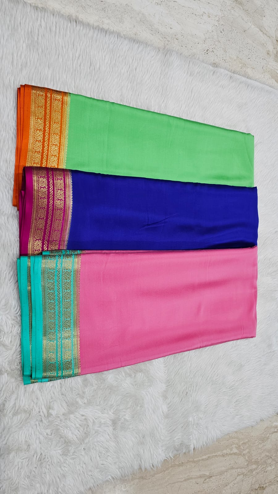PURE MYSPRE CREPE SILK SAREES WITH DOUBLE  PEACOCK  BORDER