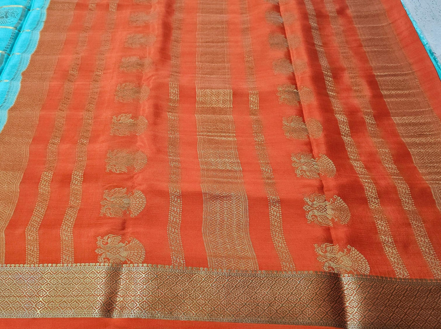 PURE MYSORE CREPE SILK SAREES CHECKS WITH GANDABERUNDA BUTTA