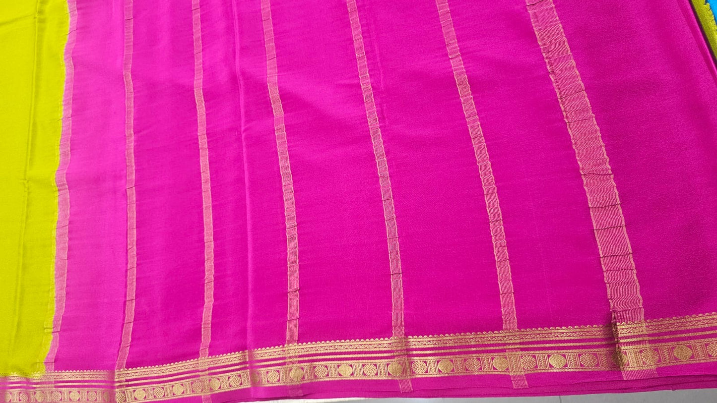 PURE MYSORE CREPE SILK SAREES WITH SMALL BORDER