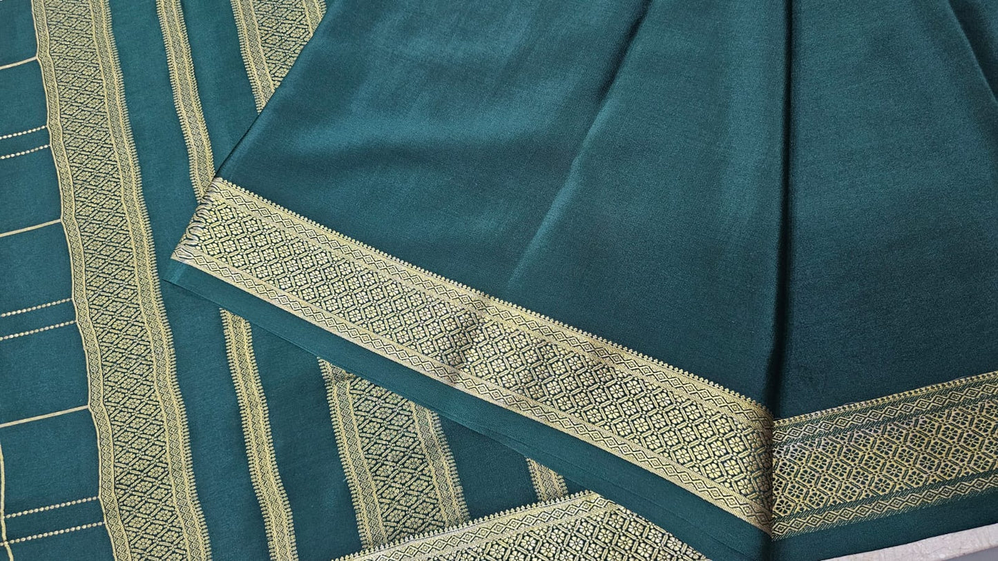 PURE MYSORE CREPE SILK SAREES WITH CHEX PATTERN