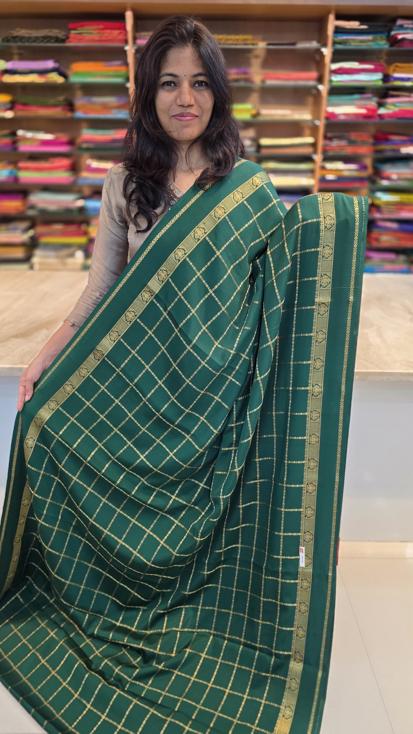 PURE ZARI MYSORE CREPE SILK SAREE WITH EMBROIDERY
