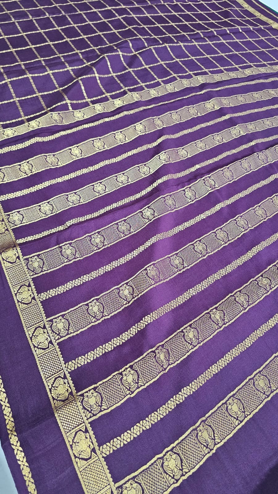 PURE ZARI MYSORE CREPE SILK SAREE WITH EMBROIDERY