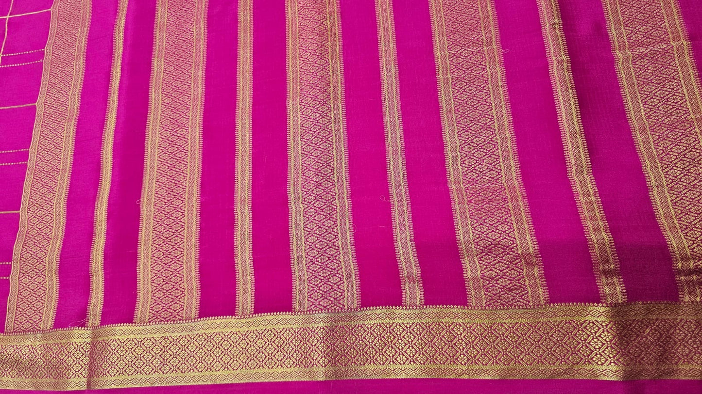 PURE MYSORE CREPE SILK SAREES WITH CHEX PATTERN