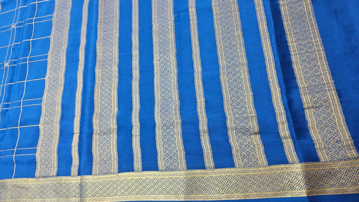 PURE MYSORE CREPE SILK SAREES WITH CHEX PATTERN