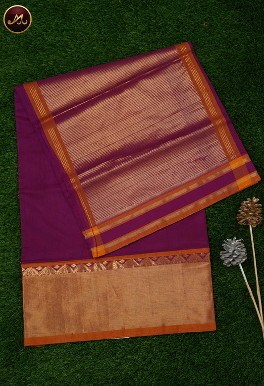 Pure Cotton by Cotton handloom saree in magenta Pink and Contrast feni greek  border and pallu
