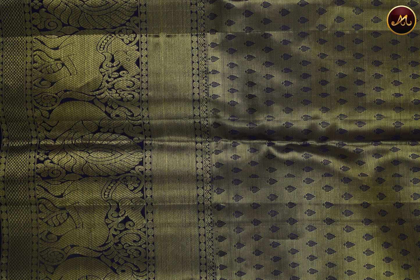 Kanchivaram Pure Silk Saree in ponds pink with royal blue combination, golden zari, koravai long and short border, emboss saree