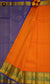 Pure Silk Kanchi Saree in Mango Yellow and Royal Blue combination with Rich kanchi border and Rich Pallu